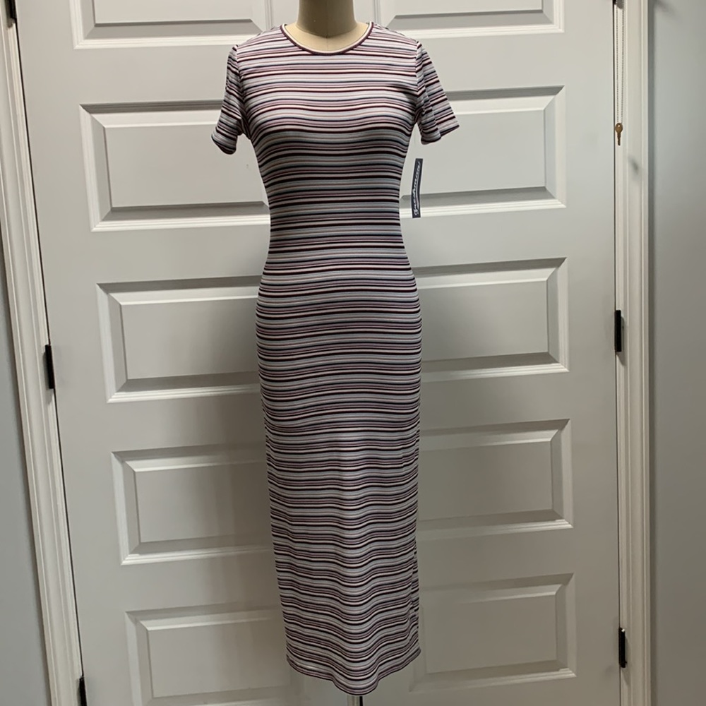 Freshman crewneck  maxi knit stripe dress with short sleeves new WITH TAGS